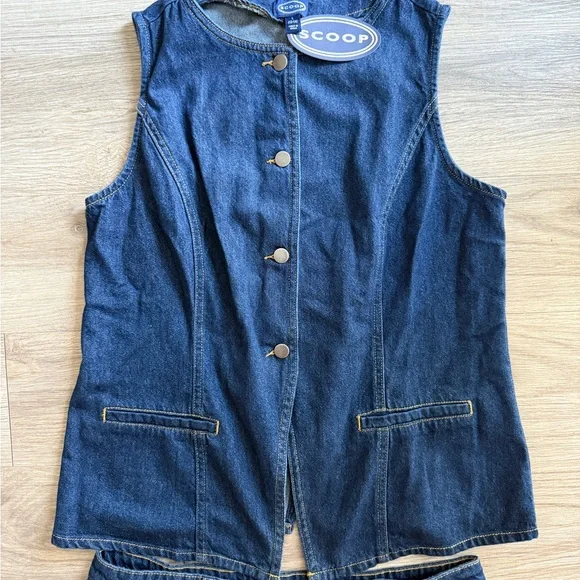 SCOOP Blue Denim Button Skirt and Vest Set - Picture 8 of 8